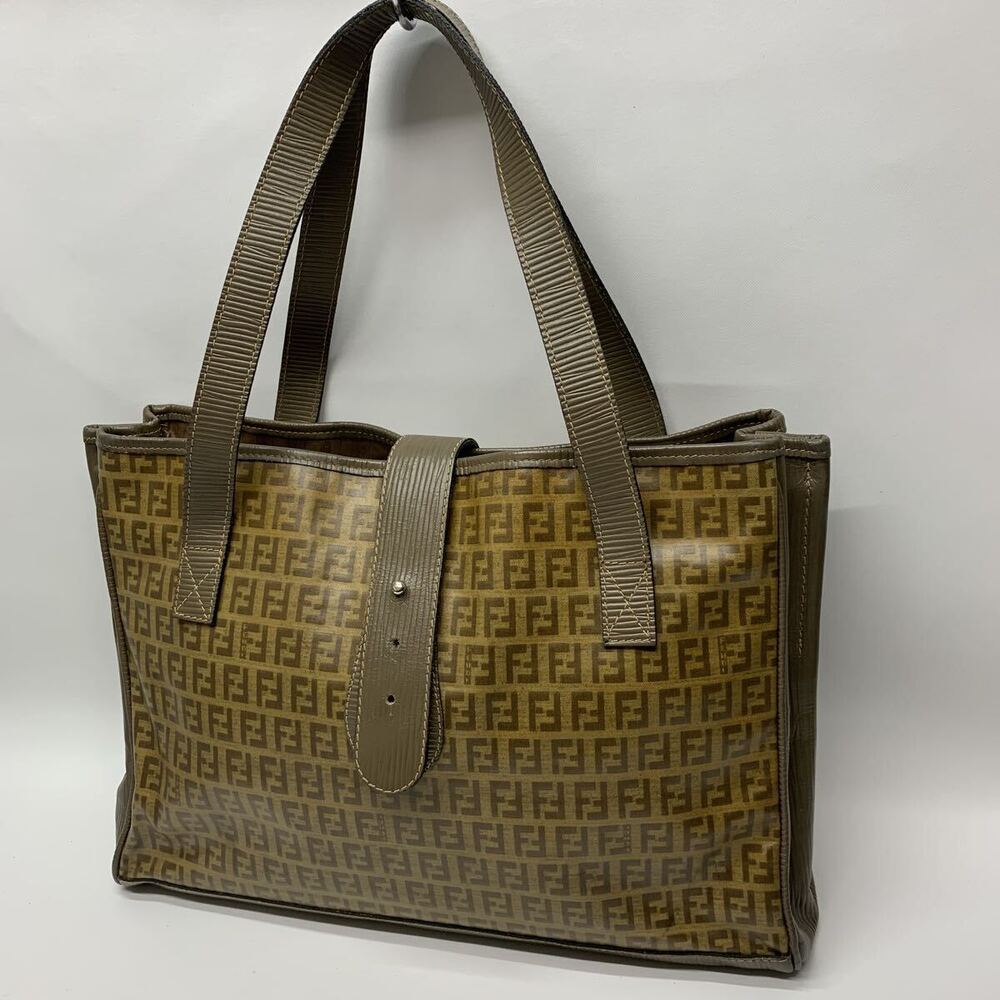 FENDI SAS Zucca Handbag Tote Bag Zucchino Brown Leather Hobo